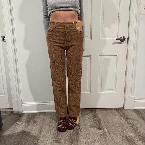 Reformation Corduroy Pants Light Brown Button Fly Jesse Pant Womens Size 26 - Picture 1 of 8